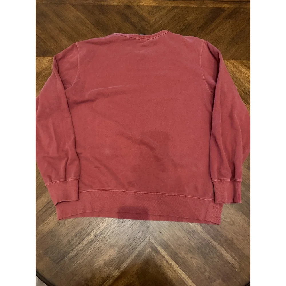The North Face Mens XL Red Crewneck Sweatshirt Fleece Pullover Logo Faded Clay